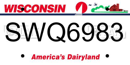 SWQ6983 Wisconsin License Plate