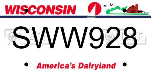 SWW928 Wisconsin License Plate