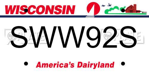 SWW92S Wisconsin License Plate