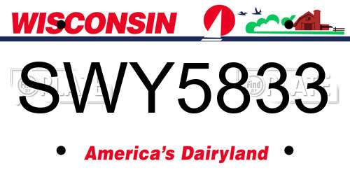 SWY5833 Wisconsin License Plate