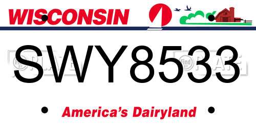 SWY8533 Wisconsin License Plate