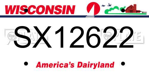 SX12622 Wisconsin License Plate