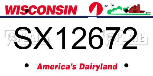 SX12672 Wisconsin License Plate