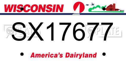 SX17677 Wisconsin License Plate