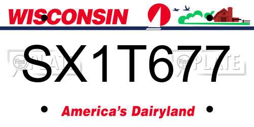 SX1T677 Wisconsin License Plate