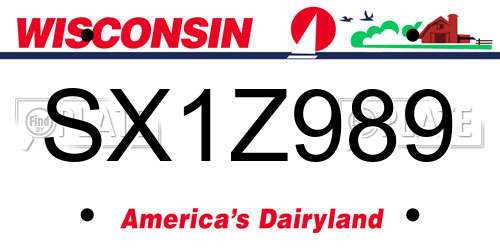 SX1Z989 Wisconsin License Plate
