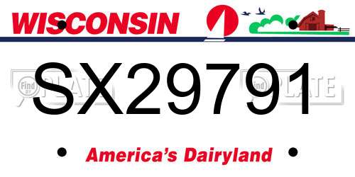 SX29791 Wisconsin License Plate