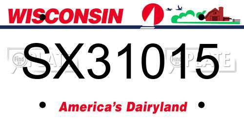 SX31015 Wisconsin License Plate