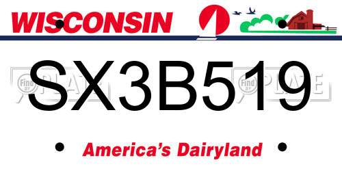 SX3B519 Wisconsin License Plate