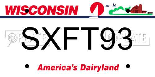 SXFT93 Wisconsin License Plate