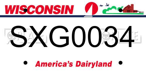 SXG0034 Wisconsin License Plate
