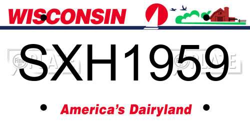 SXH1959 Wisconsin License Plate
