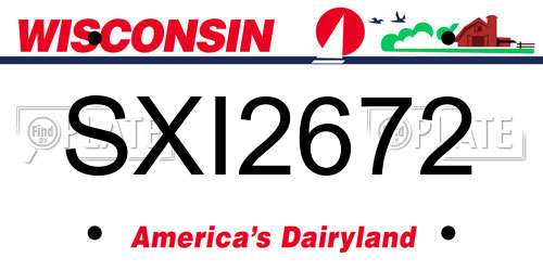 SXI2672 Wisconsin License Plate
