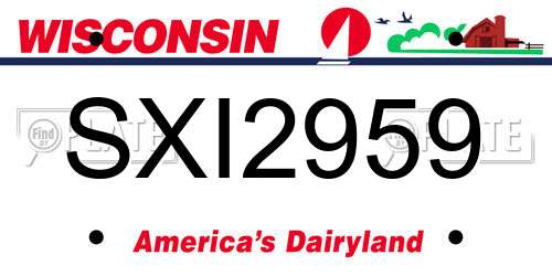 SXI2959 Wisconsin License Plate