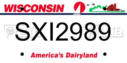 SXI2989 Wisconsin License Plate