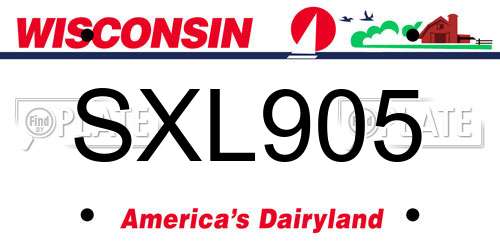 SXL905 Wisconsin License Plate