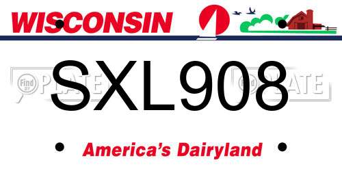 SXL908 Wisconsin License Plate