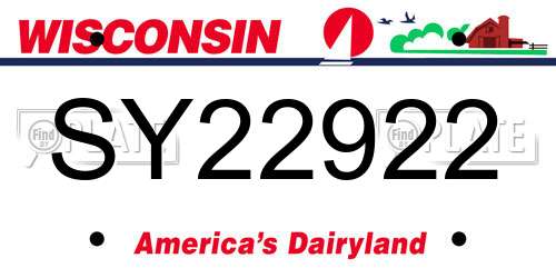 SY22922 Wisconsin License Plate