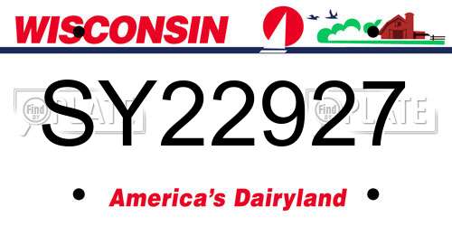 SY22927 Wisconsin License Plate