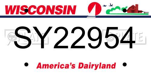 SY22954 Wisconsin License Plate