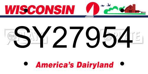 SY27954 Wisconsin License Plate
