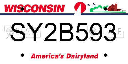 SY2B593 Wisconsin License Plate
