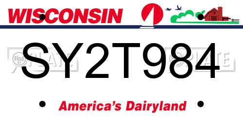 SY2T984 Wisconsin License Plate