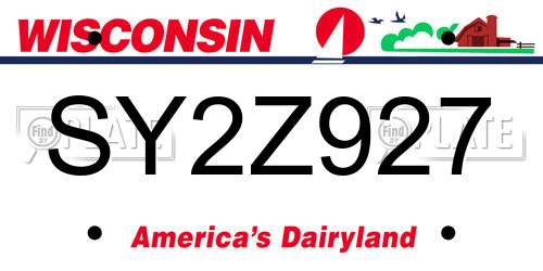 SY2Z927 Wisconsin License Plate