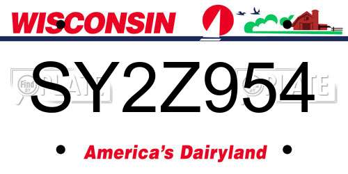 SY2Z954 Wisconsin License Plate