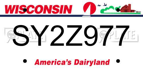SY2Z977 Wisconsin License Plate