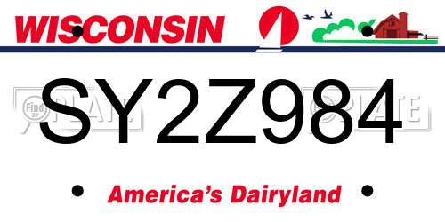 SY2Z984 Wisconsin License Plate