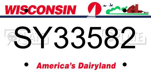 SY33582 Wisconsin License Plate