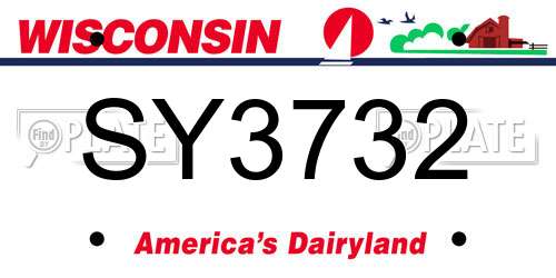 SY3732 Wisconsin License Plate