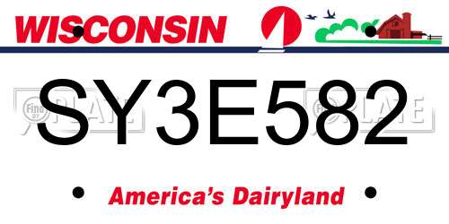 SY3E582 Wisconsin License Plate