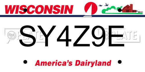 SY4Z9E Wisconsin License Plate