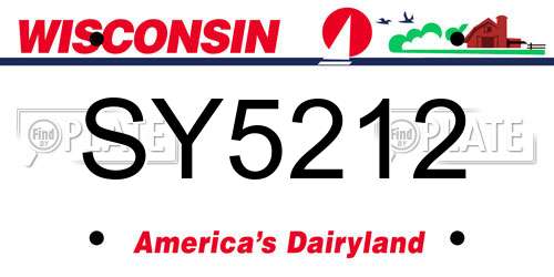 SY5212 Wisconsin License Plate