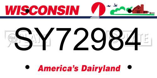 SY72984 Wisconsin License Plate
