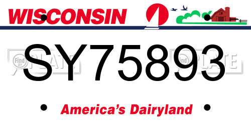 SY75893 Wisconsin License Plate