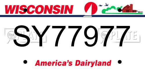 SY77977 Wisconsin License Plate