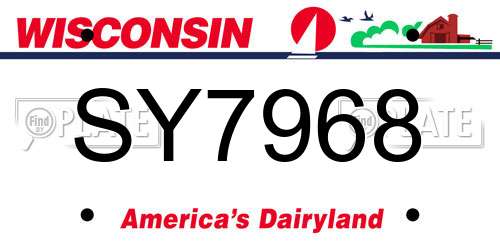 SY7968 Wisconsin License Plate