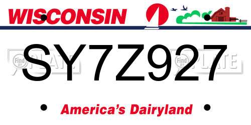 SY7Z927 Wisconsin License Plate