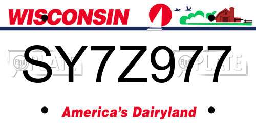 SY7Z977 Wisconsin License Plate