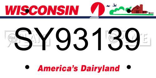 SY93139 Wisconsin License Plate