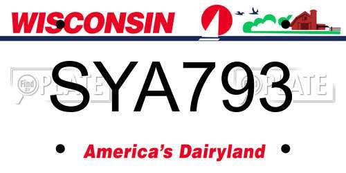 SYA793 Wisconsin License Plate