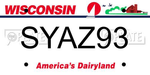 SYAZ93 Wisconsin License Plate