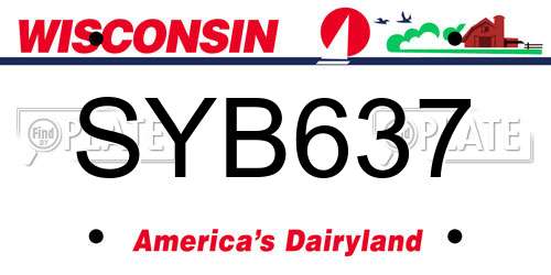 SYB637 Wisconsin License Plate