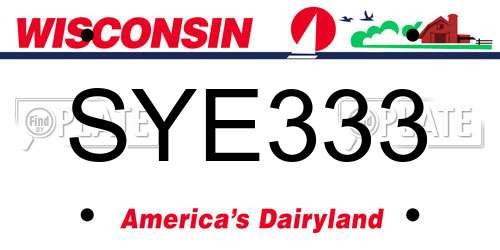 SYE333 Wisconsin License Plate