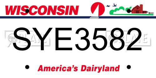 SYE3582 Wisconsin License Plate