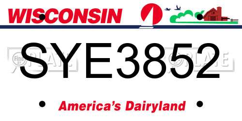 SYE3852 Wisconsin License Plate