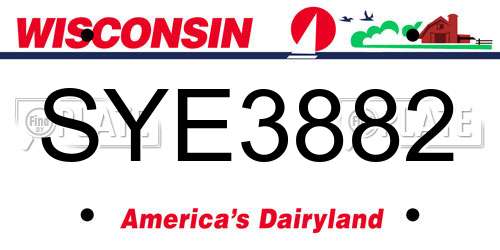 SYE3882 Wisconsin License Plate